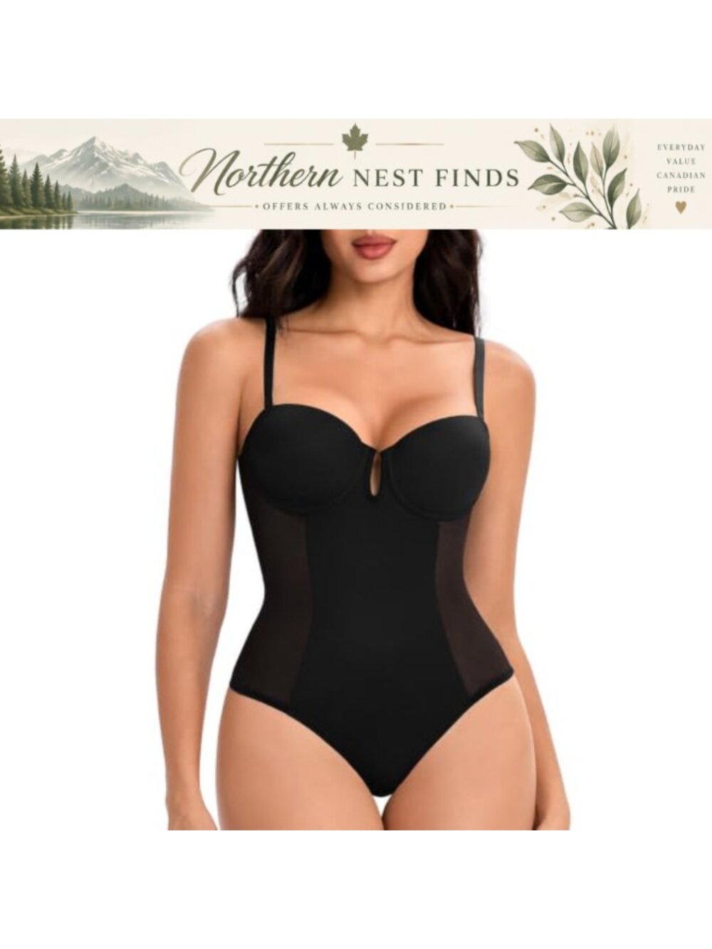 Shapewear Thong Bodysuit Tummy Control Deep Plunge Underwire Bra